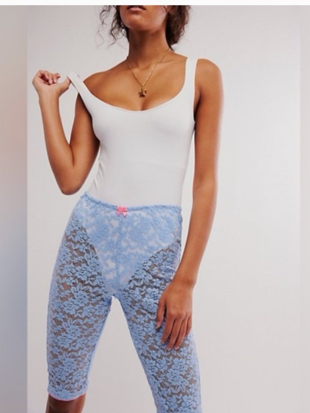 Intimately FP Free People Always Luv Blue Lace Capri Floral XL